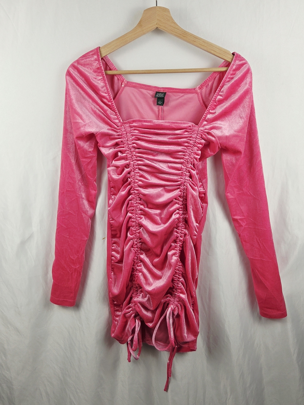 Wild Fable Pink Ruched Velvet Long Sleeve Mini Dress Size Small
